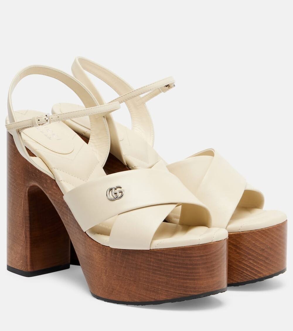 Gucci Platform Sandals White Leather Size 37.5 Brand New in Box